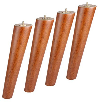 JIAOLUN123 4 Stück Möbelfüße Holz Möbelfüsse Tischbeine Massivholz Konisch Ersatz Schräger Kegel Möbelbeine für Sofa Bett Schrank M10 Gewinde Ersatz für Schrank Bett Füß,Walnussfarbe(25cm)