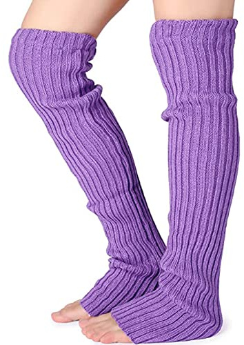 Nanxson benvärmare för kvinnor träning dans pilates balett yoga långa strumpor legging TTW0065, Lila, L