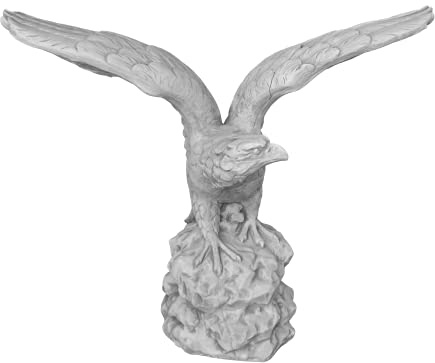 gartendekoparadies.de Riesiger Adler Steinadler, Steinfigur, H. 95 cm, 165 kg, Grau, frostsicher aus Steinguss für Außenbereich (Adler Links)