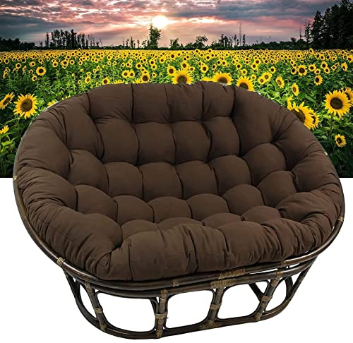 Coussin de Chaise Papasan, Coussin de Chaise d'oeuf Rond rembourré Double extérieur de Jardin, Coussin de siège de Remplacement pour hamacs de Panier Suspendu (Dark Coffee 66.9 * 47.2inch)