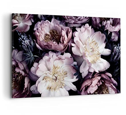 ARTTOR Bilder auf Leinwand 120x80cm Wandbild Botanik Blumen - 5076 | Pfingstrosen Veilchen Groß XXL Wanddekoration Wohnzimmer Schlafzimmer Wanddeko Wand Kunstdruck Wandkunst Wall Decor ARTTOR