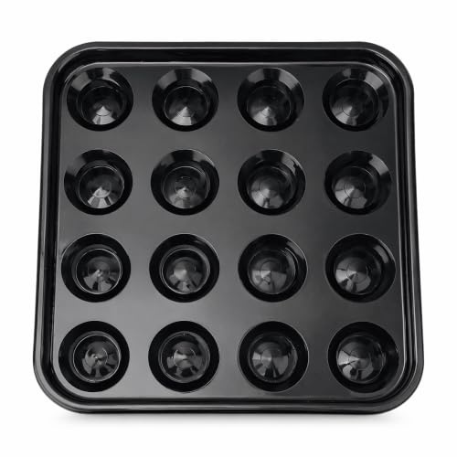 Pool Ball Tray, Billiard Ball Holder Tray, Billiards Standard Pool Ball Tray for 16 Balls, 2-1/4, Black Plastic Pool Ball Carrying Tray for Full Set Regulation Size Billiard Balls Pool Accessory