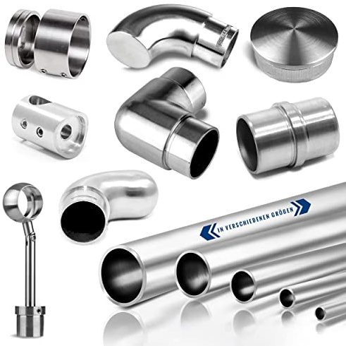 Cosch Edelstahl spitzer Eckbogen 90° Verbinder Verbindungsstück Edelstahl V2A geschliffen K240 Ø 42,4 x 2,0 mm (lange Ausführung)