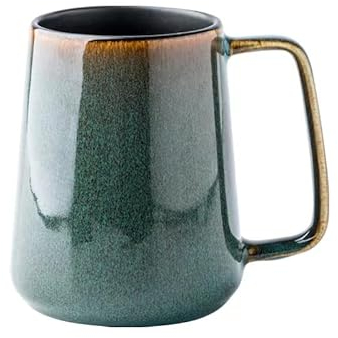 KELINGO Large 24 OZ/700ml Ceramic Coffee Mugs with Golden Handle, Extra Big Jumbo Tea Cup Mug for Office and Home, Gift and Present, 700ml Green