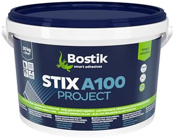 Bostik STIX A100 PROJECT Beige, colle acrylique spéciale pavés, facile à appliquer, multi-matériaux, haute adhérence initiale, haute performance, homologué, intérieur, pot 20 kg