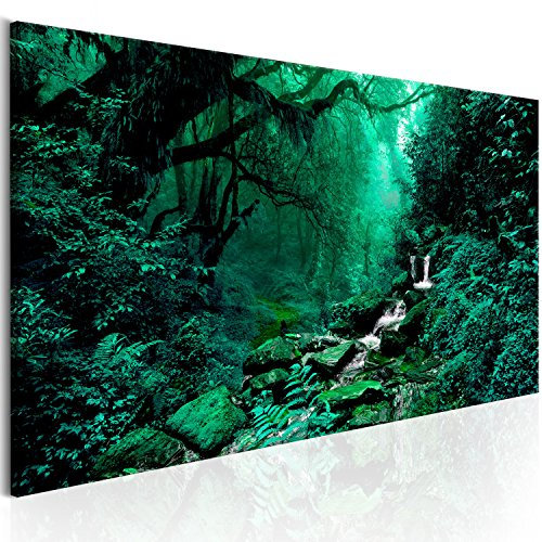 B&D XXL - Akustikbild Wald Bilder Akustikschaum Hochleistungsschallabsorber Schallschutz Leinwand 1 tlg Wandbild Raumakustik Schalldämmung Waldlandschaft Natur Panorama c-B-0193-b-d