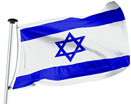 FLAGLY Premium Flagge Israel 100 x 150 cm - 115g/m² Stoffgewicht - gedruckt, robustes und witterungsbeständiges Fahnenpolyester mit Ösen (100 x 150 cm, Israel)