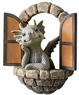 JINJUMEI Gartendrachen Figuren Deko Drache Gartenfigur Polyresin Garten Drachen Figuren Statue Gartendrachen Figuren Deko Harz-Drachen-Ornamente Drachenstatue für Bäume Garten Terrasse Und Hof