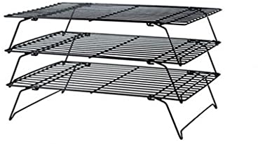 VIRAZE Set Of Two Three-tier Biscuit Racks Baking Set Carbon Steel Bread Cooling Rack Three-tier Cake Cooling Rack (Size : 34cm)