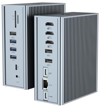 16 en 1 Estación de Acoplamiento USB C, Universal Dock, Triple Display Hub USB C para MacBook Pro/Air, HP, DELL (3 * HDMI, 100W Charging, Gigabit Ethernet, Audio, 10Gbps USB-A/C 3.1, SD/TF)