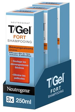 Neutrogena – Shampoing T/Gel Fort (lot de 3 flacons de 250 ml) – Shampooing anti-démangeaisons sévères et anti-pelliculaire – Efficace dès la 1ère semaine d'utilisation