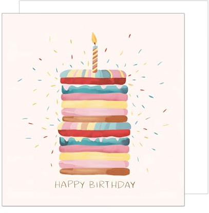 Edition Seidel Premium quadratische Geburtstagskarte mit Umschlag. Glückwunschkarte Happy Birthday Billet Karte für Mann Frau Freund Freundin Kind Torte Kerze (GQ355 SW024)