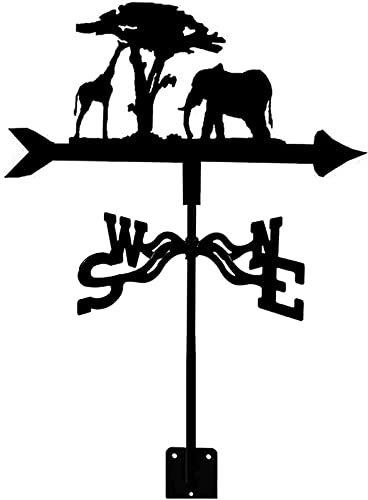 LaYiQimn Wetterfahne Kreative Giraffenform-Wetterfahne, Retro, langlebig, Elefanten-Windfahne, Windrichtungsanzeiger für das Garten-Paddock-Dach im Freien