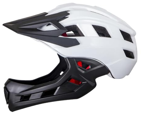 QSTDGVPW Children's Full Face Cycling Helmet for Boys And Girls Mountain Bike Use, White Black
