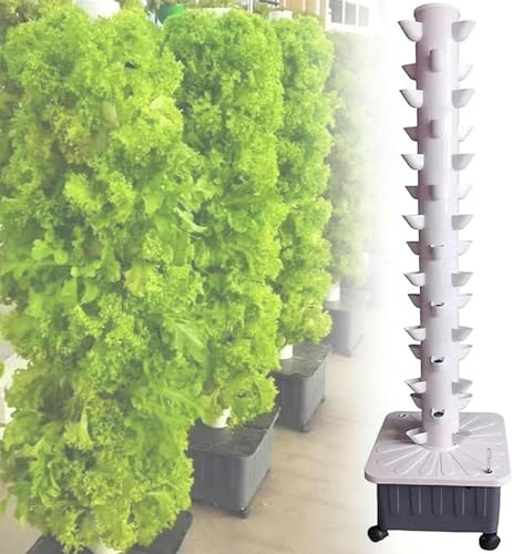 GLFNB Kit de Culture hydroponique, 15 étages, 45 Trous, Ensemble de Tour hydroponique, système de Culture aquaponique, Tour de Plantes végétales, Cadeau pour Les Amateurs de Jardinage, pour la mai
