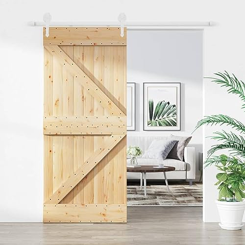 IKAYAA Schiebetür Komplettset mit Beschlag - Schiebetüren Holz - Trennwände Holzchiebetür Komplettset 90x210 cm Weiß