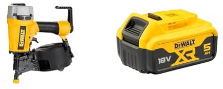 DEWALT DPN64C-XJ Compact Pneumatic Coil Nailer with 225 Nail Magazine Capacity + DEWALT Battery
