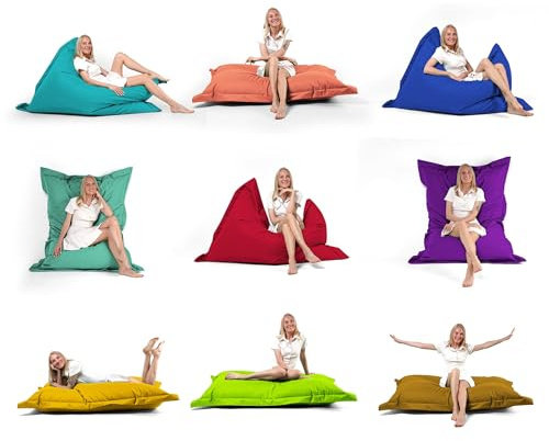 Nadimaideal Sitzsack Rechteckig 2 in 1 Funkttion Legen & Setzen für Kinder, Teenager & Erwachsene | Indoor & Outdoor | Sitzkissen - Beanbag | Füllung EPS Perlen (Schwarz, XXL - 140 X 180 cm)