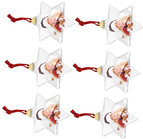 Levemolo 6stücke Foto Kugelrahmen Transparente Ornamente Für Party Dekoration Hängende Fotodeko Im Stern-Design Kreatives Fotopendant Für Besondere Anlässe