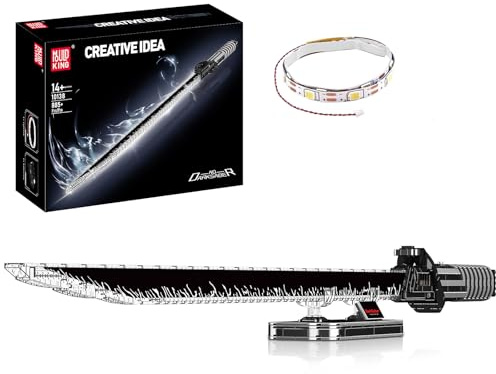 Mould King 10138 Technik Schwert Bausteine Modell, 885 Teile Klemmbausteine Bausatz als Geschenk/Sammlerstücke, Waffen Spielzeug Blockmodell mit Beleuchtung und Ständer