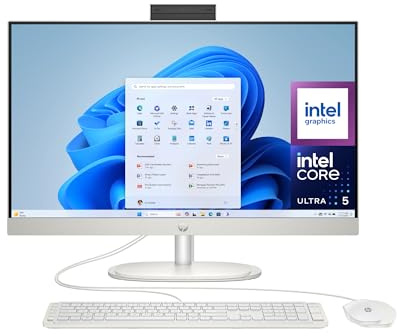 HP 27-cr2002ss - Ordenador de 27 Full HD con Cámara, Teclado y Ratón Inalámbricos (Intel Core Ultra 5 225U, 32GB RAM, 1TB SSD, Intel UHD Graphics, Windows 11) Blanco - Teclado QWERTY Español
