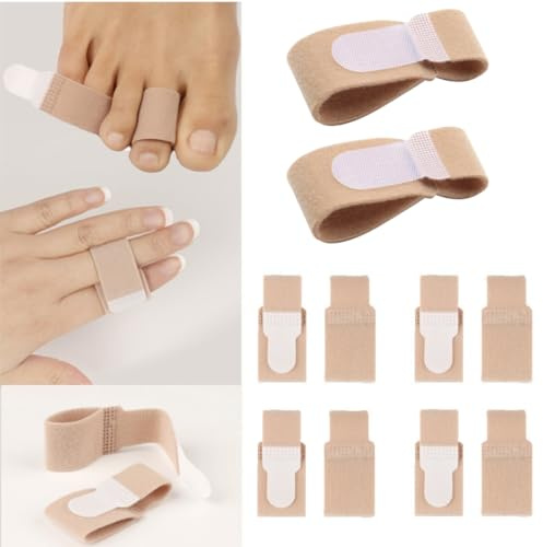 10 planchas de dedos en martillo y férulas para dedos del pie – Corrector antideslizante para dedos superpuestos, dedos torcidos y rotos, vendajes acolchados reutilizables y cómodos para aliviar el