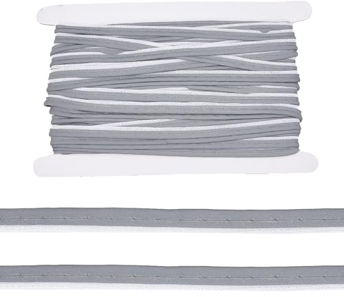 letsinstyle 25 Yards 0.39 Zoll Breiter Reflektierender Paspelstoffstreifen Silbernes Schrägband Aus Polyesterpaspel Nähzubehör Für Kleidungsstücke Polsterzubehör DIY Basteln