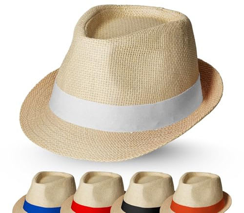 Sommerhut Unisex Ø 58 cm - Sonnenhut für Damen & Herren im Trilby-Design | Panama Hut, Outdoor Accessoire, Festival Begleiter, Sommermode, modischer Hutschmuck, luftige Kopfbedeckung Reisen