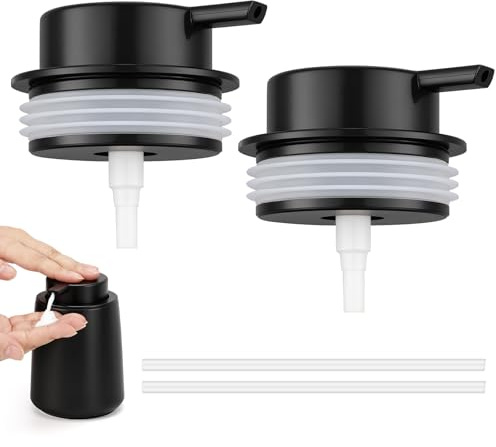 Segbeauty Tête de Pompe Distributeur Savon, 2 Pièces Pompe de Rechange Savon, Plastique ABS, pour Lotion, Détergent, Gel Douche, Shampooing (Noir)