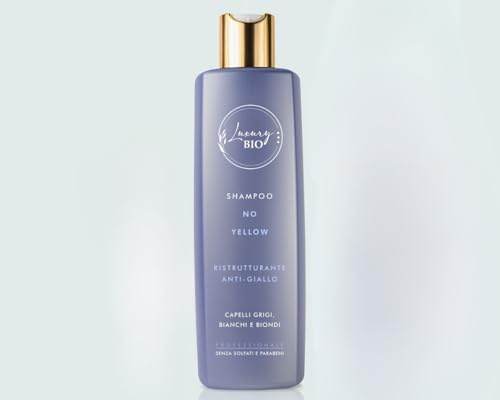 Luxury BIO Shampoo No Yellow Ristrutturante Anti-Giallo per Capelli Grigi, Bianchi e Biondi, Professionale Senza Solfati e Parabeni, 500ml