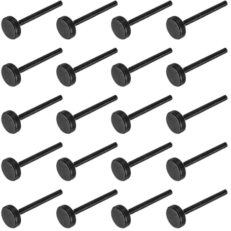 QUARKZMAN M3x25mm Flache Rändelschrauben Messschieber-Schrauben 20 Stück | Schwarz Stahl diamantgerändelte Kopfschrauben Griffknöpfe Klemmschraube Rändelknopfschrauben