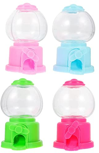 Damavat Gumball Machine Mini Candy Dispenser Kit 3.7 Inch Gumball Machines for Kids Party Gifts (4 Pack)