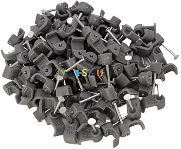 Your 1 Shop UK 1.0-1.5mm2 Twin & Earth Cable Clips for Electrical Cables, Grey Cable Clips 8x5mm, 100 Pack Nails Clips Tacks for Electrical Cables