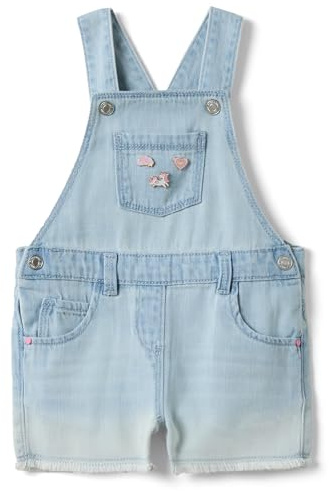 OVS Kids Salopette Corta in Misto Cotone Denim Azzurra da Bimba Regular Fit
