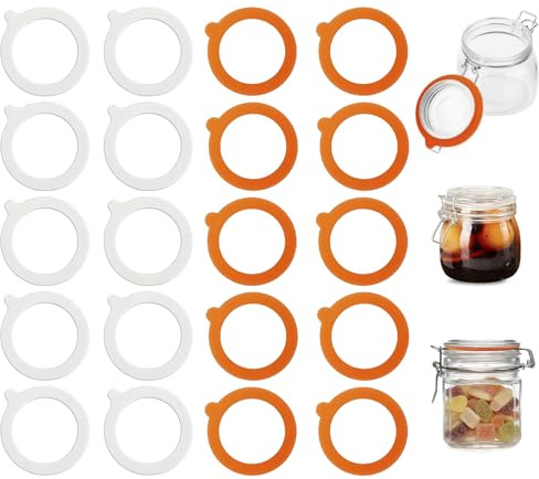 20 Pcs Silicone Jar Seals Gaskets | 9.5cm/7cm Replacement Soft Elastic Replacement Gaskets Standard for Mason Storage Jars Glass Cans Keep Food Freshness