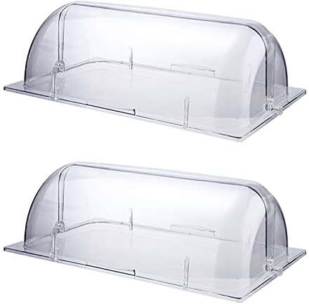 2 Stück Chafing Dish Abdeckungen, volle Größe, Roll-Top, transparenter Kunststoffdeckel für Bäckerei, Kuchen, Gebäck, Snack, Dessert, staubdicht
