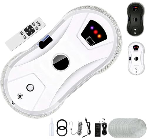 Valisus Smart Window Cleaning Robot, 5600Pa Valisus Window Cleaning Robot with Water Spray, Automatic Robots Windows Cleaner with 10 Microfiber Cleanings Pads, Remote Control (White)