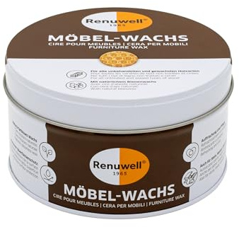 Renuwell Möbel-Wachs natura-farblos, 500 ml – Hochwertige Möbelpflege mit natürlichem Bienenwachs -Anteil, Antik Wachs schützt alle Holzarten vor Feuchtigkeit & Schmutz
