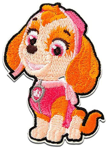 Mono-Quick Paw Patrol Skye Aufnäher zum Aufbügeln 7 x 4,9 cm Bügelbild für Kinder mit Superhunde Hund Welpen Fan, Bügelpatch Patches Bügelflicken Geschenk