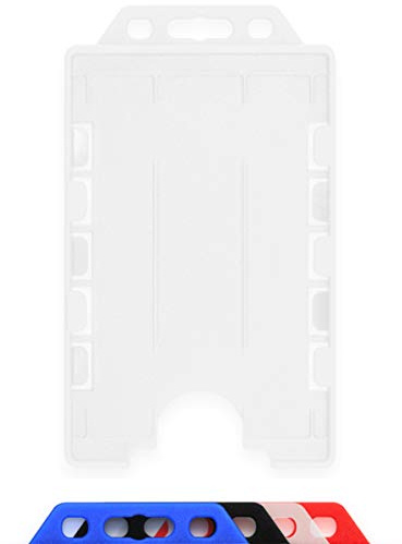 CKB LTD® Ausweishalter für Ausweise, vertikal, doppelseitig, starr, zum Einschieben, für zwei Karten, 86 mm, 54 mm, cr80, Kreditkartengröße, transparent, 10 Stück