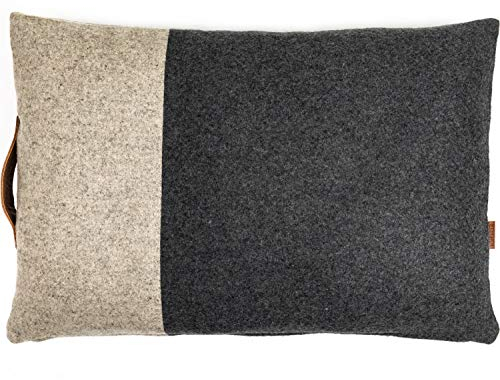 Miqio® Dekokissen oder Kissenhülle Kopenhagen | Sofakissen mit Füllung und Kissenbezug 40x60 cm | Aus Wolle und Leder | Deko für Wohnzimmer, Schlafzimmer, Ostern | Zierkissen für die Couch oder Bett