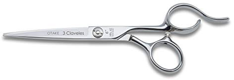 3 Claveles Otake - Tijera de peluquero de corte, acero inox, dedales ergonómicos