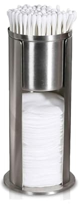 Agatige Wattepads Spender, Edelstahl, Silber, Kosmetischer Organizer für Badezimmer, Wattepads