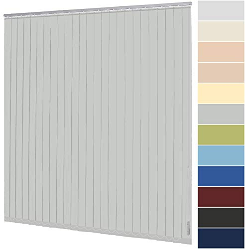 Lamellenvorhang nach Maß Vertikaljalousie 127 mm für Tür und Fenster viele Farben Maßanfertigung Jalousie Lamellen Rollo Wand- und Deckenmontage (Breite 180,1-200 cm x Höhe 240,1-250 cm, Hellgrau)
