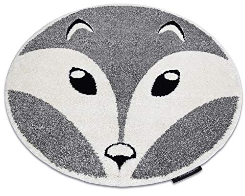 rugsx Moderne Kinderteppiche Joy Fox, Fuchs, für Babyzimmer, Spielteppiche, Kinderzimmer, strukturelle Zwei Ebenen des Vlieses grau/Creme Kreis 160 cm