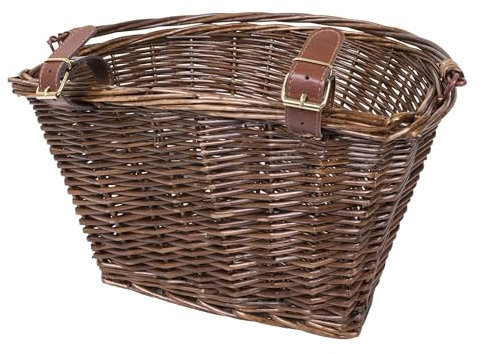 Natural Wicker Bike Basket Hand bar Cycling Bike Bag Shopping Basket With Handle Weatherproof (Brown)