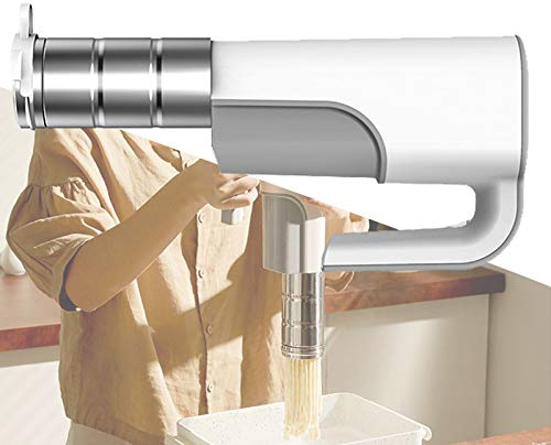 APOE Machine a Pates Fraiche Electrique Automatique, Machine à Pâtes en Acier Inoxydable, Machine à Noodles Pasta Maker avec Brosse de Nettoyage et Tasse à Mesurer, 3 Moules