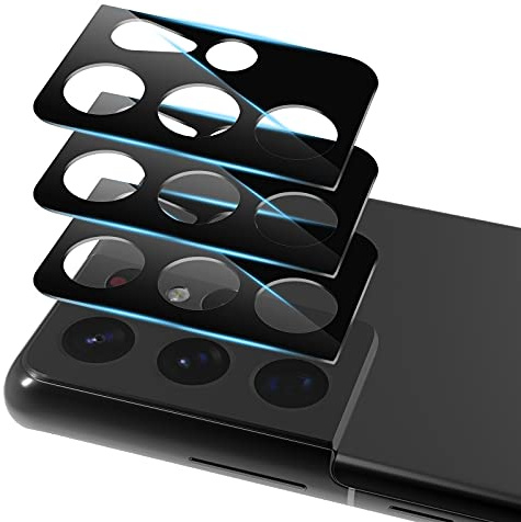 CloudValley Kameraschutz Schutzfolie Kompatibel mit Samsung Galaxy S21 Ultra, Anti-Kratzer und Anti-Staub 9H Härte HD Camera Protector - [3 Stück Schwarz]