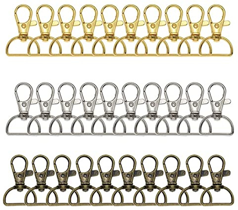 Exbrith 30 Stück Drehbarer Lanyard Karabiner, Haken Drehverschlüsse, Drehverschlüsse Lanyard Karabinerhaken, für Lanyards, Schlüsselanhänger, Handtaschen, Rucksäcke, Gürtel, Hundehalsbänder