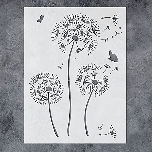 GSS Designs Grand pochoir motif pissenlit 30,5 x 40,6 cm pour peinture sur murs en bois, toile, meubles, loisirs créatifs, motif pissenlit